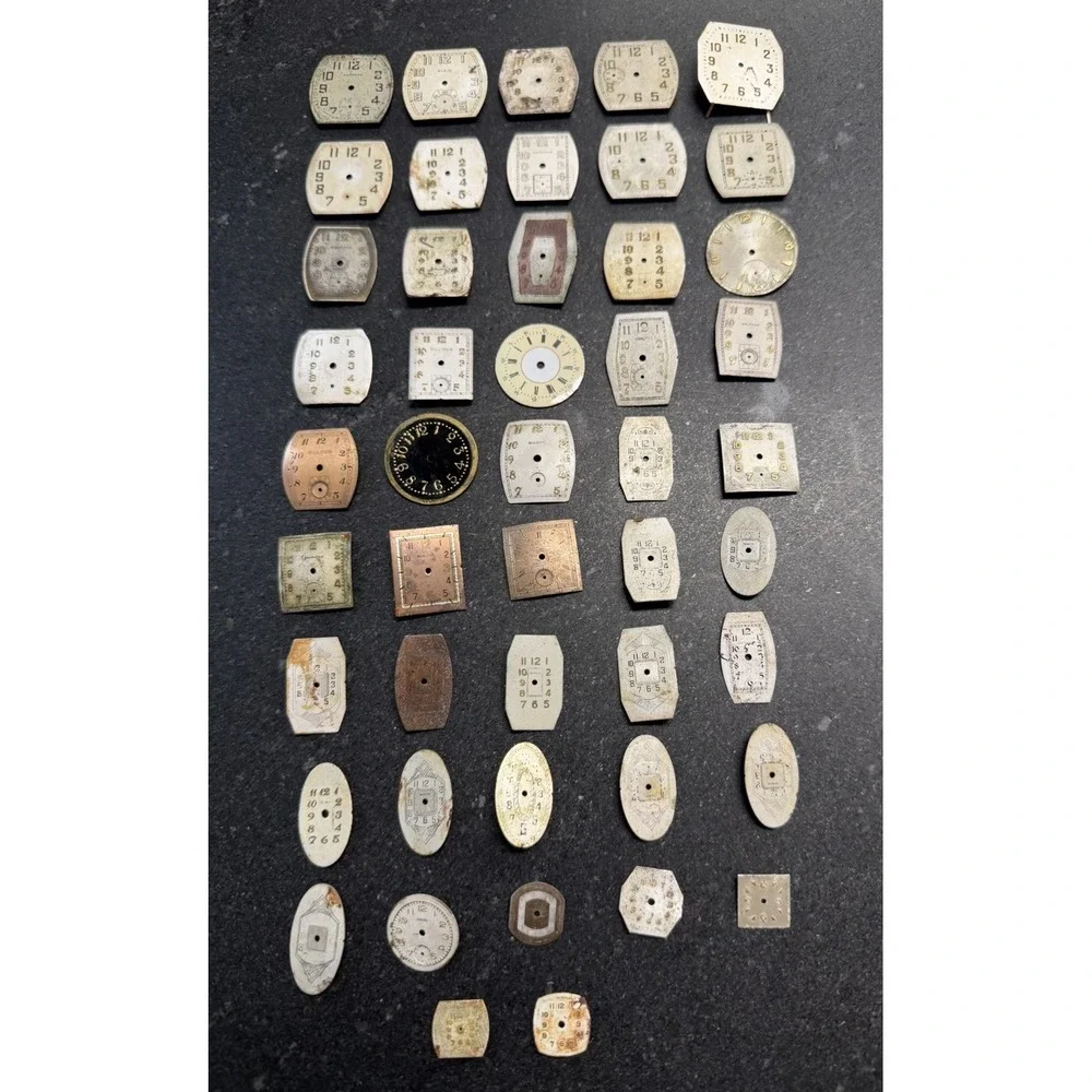 Watch Dial Lot 47 Pieces Bulova Elgin Waltham Gruen Art Deco Parts